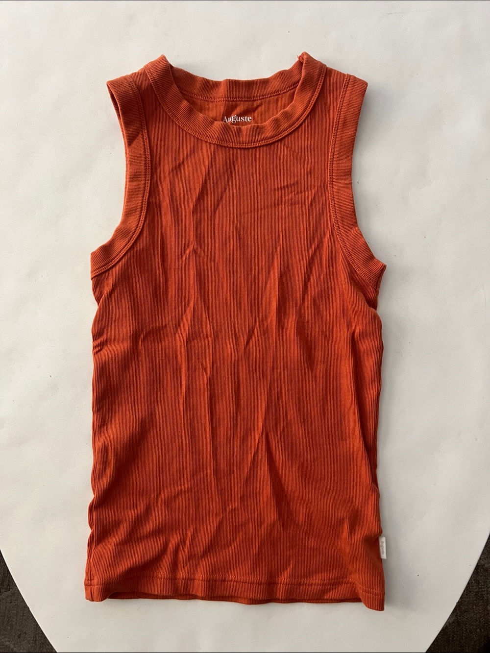 Auguste The Label Crimson Orange Ribbed Organic Cotton Tank Top XS $89
